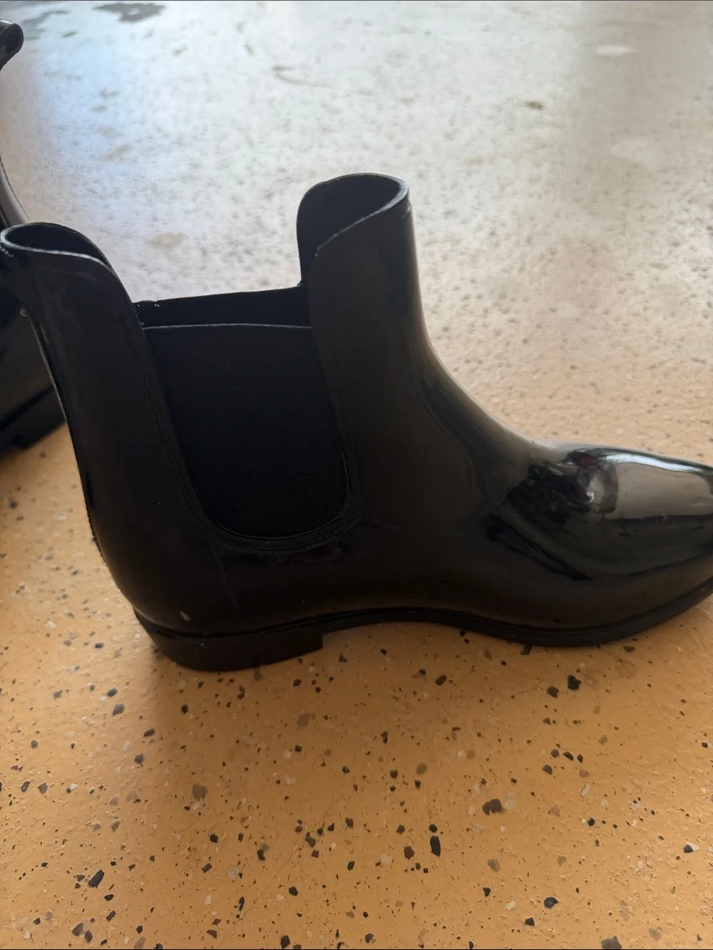 Black Patent Chelsea Ankle Boots - Sleek Waterproof Finish